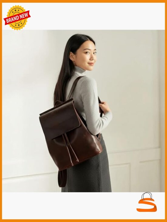 Genuine Leather Backpack Purse, Vintage Work Travel Laptop Bag